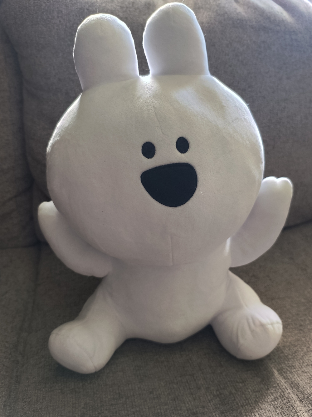 White Cute Bunny Plush with Black Face Details